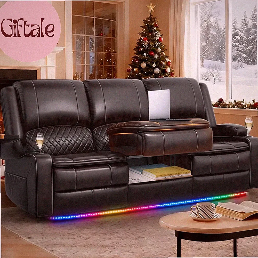 Recliner Sofa 3 Seater Sofa with Recliner, Home Theater Seating with Liftable Co